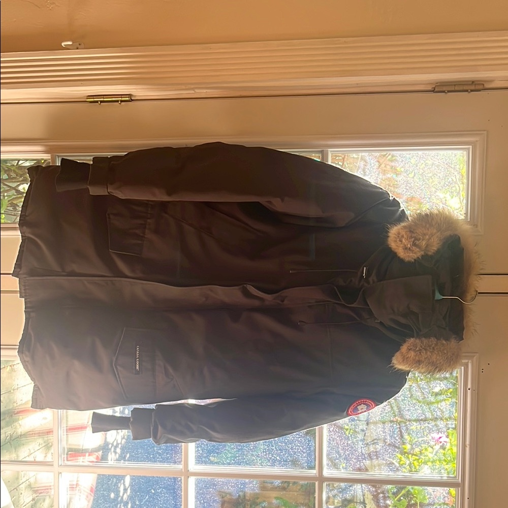 Men's Black Parka with Fur Trim